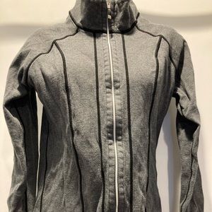 Black and gray thin striped women’s zipper hoody